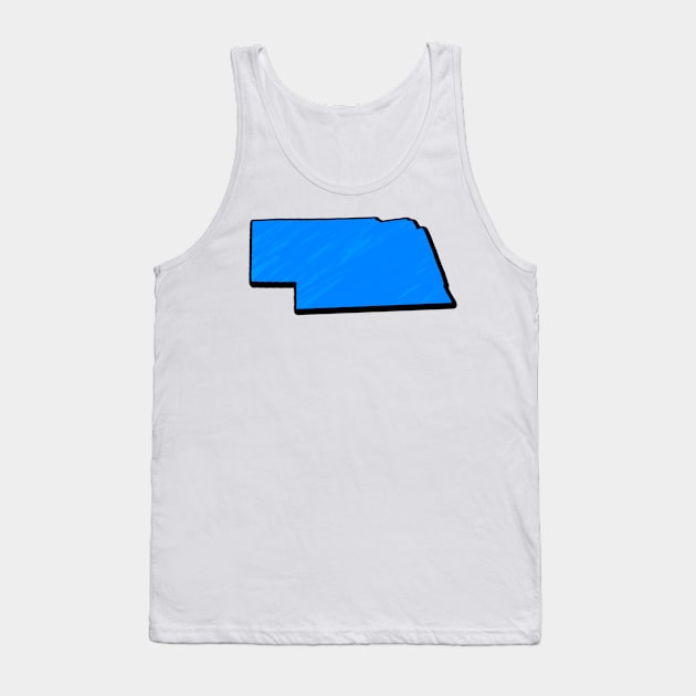 Bright Blue Nebraska Outline Tank Top by Mookle